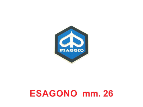 Scudetto piaggio esagonale piccolo 26mm adesivo - Vespa 50 dal 1968, 125 Primavera-ET3, 125 GT-GTR-TS, 150 Sprint Vel., 180-200 Rally