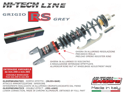 Rear shock absorber CARBONE HI-TECH adjustable - RS GREY