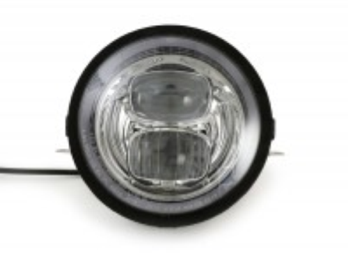 Scheinwerfer (verchromter Reflektor) -MOTO NOSTRA- LED HighPower - Ø=143mm  (5 3/4") - 12V DC - mit E9-Kennzeichnung - zur Umrüstung von Vespa PX, |  Vespatime