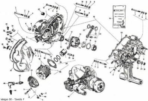 Kit revisione motore vespa 90-125 PRIMAVERA-ET3 COME ORIGINALE (cuscinetto  lato volano scomponibile) | Vespatime