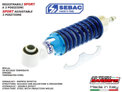 Ammortizzatore anteriore regolabile "SEBAC BY HITECH CARBONE" per vespa 50  N L R SPECIAL, 90, 125 Primavera/ET3, PK-S - corso bianco molla blu |  Vespatime